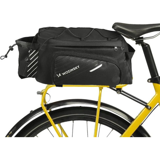 Wozinsky bike carrier bag with 9l shoulder strap (rain cover included) black - (WBB22BK)