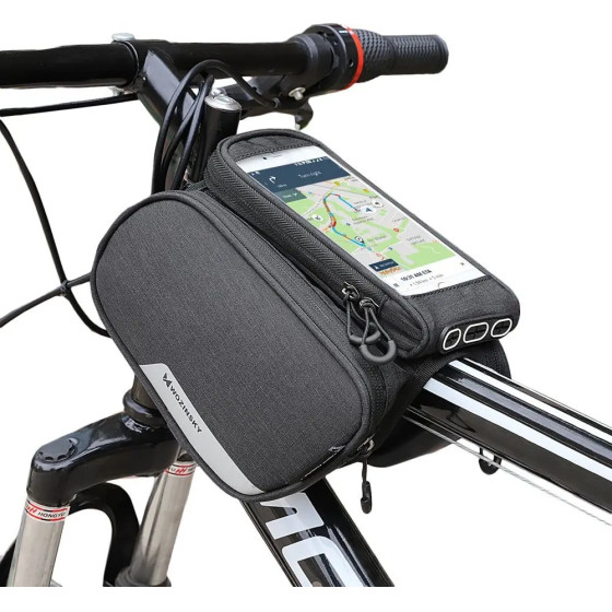 Wozinsky frame bike bag + detachable phone cover up to 6.5 ''1.5l black - (WBB7BK)