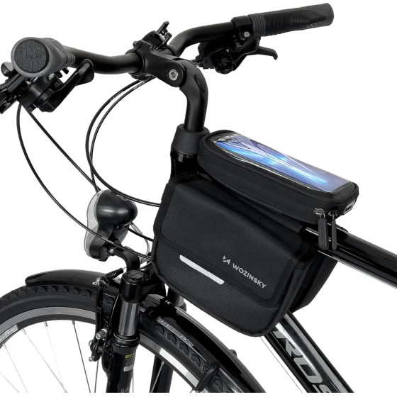 Wozinsky frame bike bag bicycle pannier waterproof phone case 1.5l black - (WBB26BK)