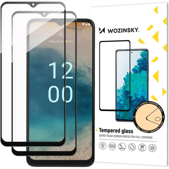 Wozinsky Full Glue Tempered Glass 2x Tempered Glass For Nokia G22 9H Full Screen Full Cover With Black Frame - (Wozinsky Tempered glass Full Glue Nokia Nokia G22 Black 2PCS)