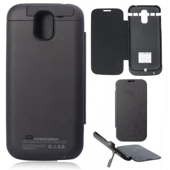 SAMSUNG S4 MINI EXTERNAL (BOOK CASE BATTERY+STAND) 3000MAH BLACK