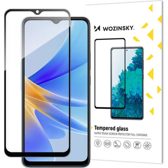 Wozinsky Full Glue Tempered Glass Tempered Glass For Oppo A17 9H Full Screen Cover With Black Frame
