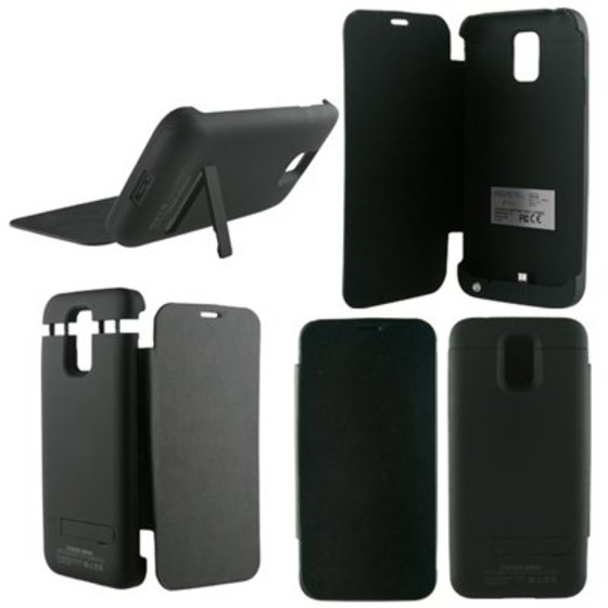 SAMSUNG G900 S5 EXTERNAL(BOOK CASE BATTERY+STAND)3200 MAH BLACK