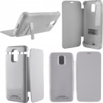SAMSUNG G900 S5 EXTERNAL(BOOK CASE BATTERY+STAND)3200 MAH WHITE