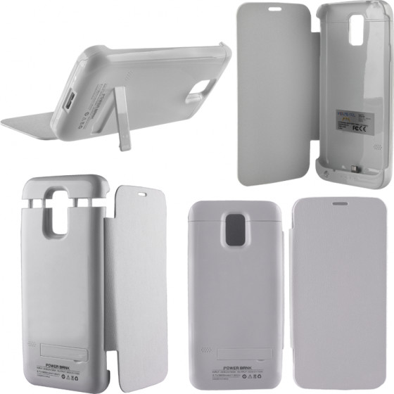 SAMSUNG G900 S5 EXTERNAL(BOOK CASE BATTERY+STAND)3200 MAH WHITE