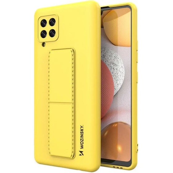 Wozinsky Kickstand Case Silicone Stand Cover for Samsung Galaxy A42 5G Yellow - (Wozinsky Kickstand Samsung A42 5G Yellow)