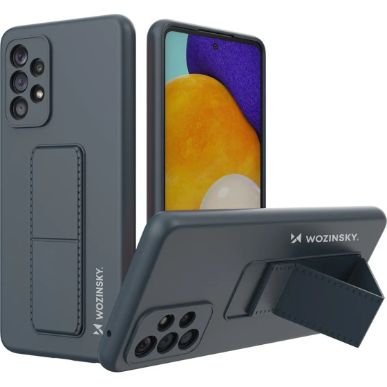 Wozinsky Kickstand Case silicone stand cover for Samsung Galaxy A73 navy blue - (Wozinsky Kickstand Samsung A73 Navy Blue)