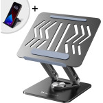 Wozinsky Laptop stand 360 aluminum + Free! smartphone stand - black - (WRS-CPY84SB)