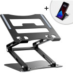 Wozinsky Laptop stand aluminum + Free! smartphone stand - black - (WRS-CPY75DSB)