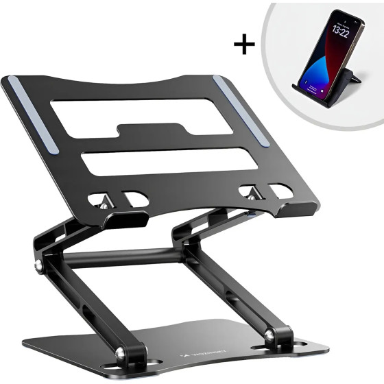 Wozinsky Laptop stand aluminum + Free! smartphone stand - black - (WRS-CPY75DSB)