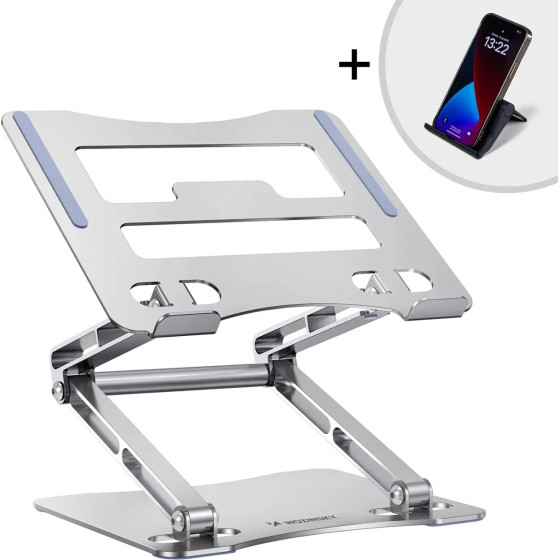 Wozinsky Laptop stand aluminum + Free! smartphone stand - silver - (WRS-CPY75DSS)