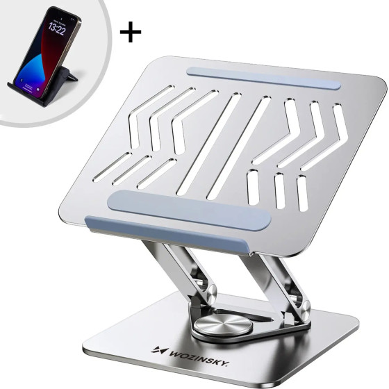Wozinsky Laptop stand aluminum + Free! smartphone stand - silver - (WRS-CPY84SS)