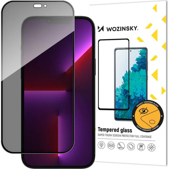 Wozinsky Privacy Glass Tempered Glass for iPhone 14 Pro with Anti Spy Privatizing Filter - (Wozinsky Tempered glass PRIVACY Full glue IPHONE 14 PRO BLACK)