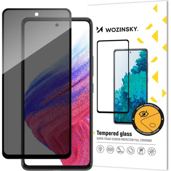 Wozinsky Privacy Glass Tempered Glass for Samsung Galaxy A53 5G with Anti Spy Privacy Filter - (Wozinsky Tempered glass PRIVACY Full glue Samsung A53 BLACK)