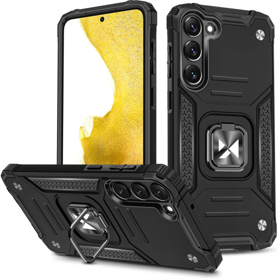 Wozinsky Ring Armor case for Samsung Galaxy S23+ armored cover magnetic holder ring black - (Wozinsky Ring Armor Samsung S23 Plus Black)