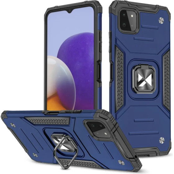 Wozinsky Ring Armor Case Kickstand Tough Rugged Cover for Samsung Galaxy A22 4G blue - (Wozinsky Ring Armor Samsung A22 4G Blue)