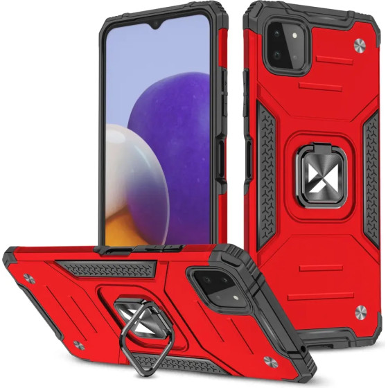 Wozinsky Ring Armor Case Kickstand Tough Rugged Cover for Samsung Galaxy A22 4G red - (Wozinsky Ring Armor Samsung A22 4G Red)