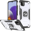Wozinsky Ring Armor Case Kickstand Tough Rugged Cover for Samsung Galaxy A22 4G silver - (Wozinsky Ring Armor Samsung A22 4G Silver)
