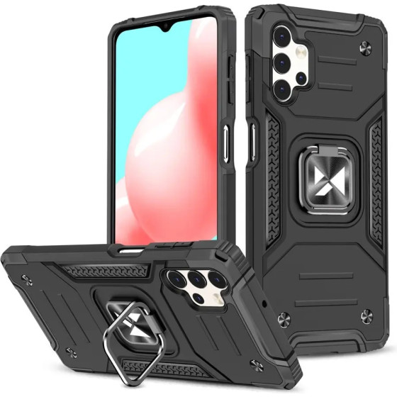 Wozinsky Ring Armor Case Kickstand Tough Rugged Cover for Samsung Galaxy A32 5G black - (Wozinsky Ring Armor Samsung A32 5G Black)