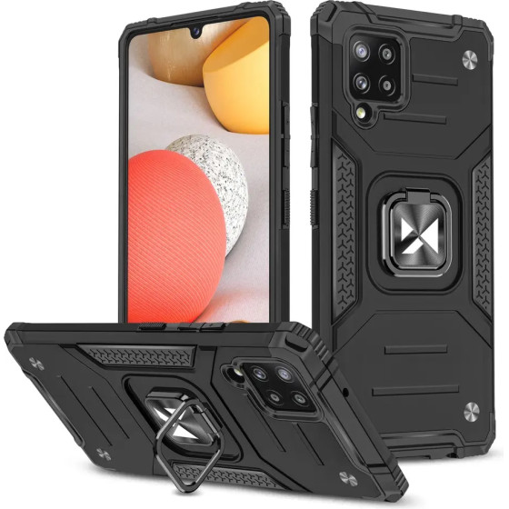 Wozinsky Ring Armor Case Kickstand Tough Rugged Cover for Samsung Galaxy A42 5G black - (Wozinsky Ring Armor Samsung A42 5G Black)