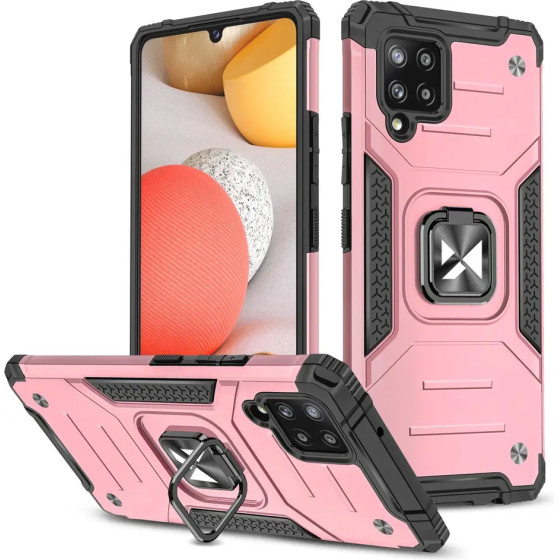 Wozinsky Ring Armor Case Kickstand Tough Rugged Cover for Samsung Galaxy A42 5G pink - (Wozinsky Ring Armor Samsung A42 5G Rose Gold)