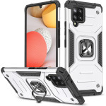 Wozinsky Ring Armor Case Kickstand Tough Rugged Cover for Samsung Galaxy A42 5G silver - (Wozinsky Ring Armor Samsung A42 5G Silver)