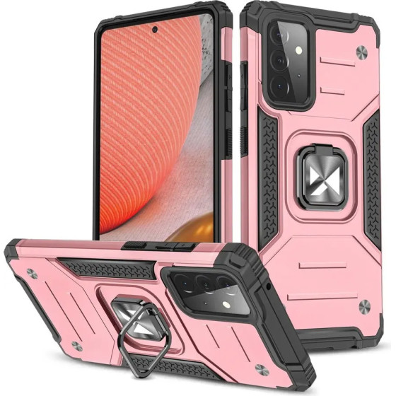 Wozinsky Ring Armor Case Kickstand Tough Rugged Cover for Samsung Galaxy A72 4G pink - (Wozinsky Ring Armor Samsung A72 4G Rose Gold)