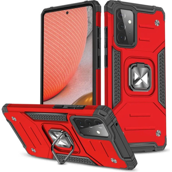 Wozinsky Ring Armor Case Kickstand Tough Rugged Cover for Samsung Galaxy A72 4G red - (Wozinsky Ring Armor Samsung A72 4G Red)