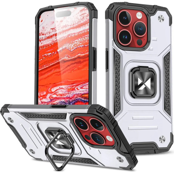 Wozinsky Ring Armor iPhone 15 Pro Max Ring Armor Case - Silver - (Wozinsky Ring Armor IPHONE 15 PRO MAX Silver)