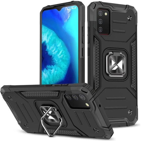 Wozinsky Ring Armor tough hybrid case cover + magnetic holder for Samsung Galaxy A03s black - (Wozinsky Ring Armor Samsung A03S (166) Black)