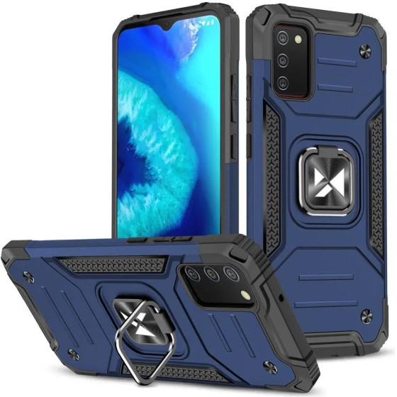 Wozinsky Ring Armor tough hybrid case cover + magnetic holder for Samsung Galaxy A03s blue - (Wozinsky Ring Armor Samsung A03S (166) Blue)
