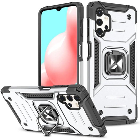 Wozinsky Ring Armor tough hybrid case cover + magnetic holder for Samsung Galaxy A73 silver - (Wozinsky Ring Armor Samsung A73 Silver)