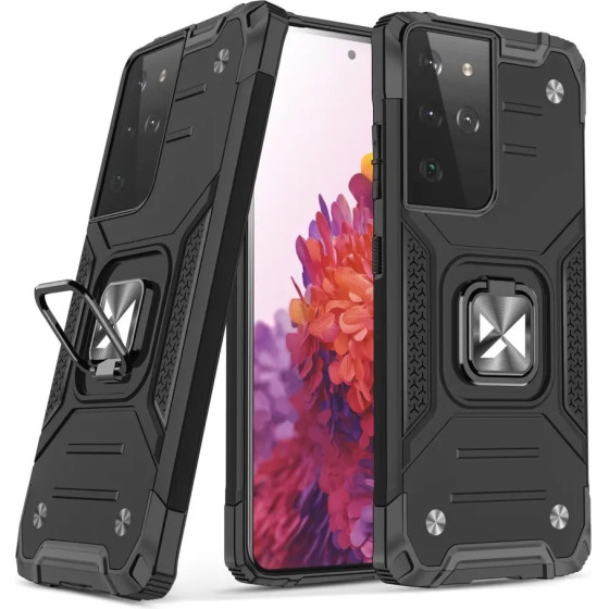Wozinsky Ring Armor tough hybrid case cover + magnetic holder for Samsung Galaxy S22 Ultra black - (Wozinsky Ring Armor Samsung S22 Ultra Black)