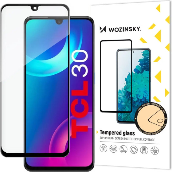 Wozinsky super durable Full Glue tempered glass full screen with Case Friendly TCL 30 black frame