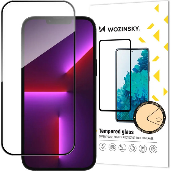 Wozinsky super durable Full Glue tempered glass full screen with frame Case Friendly iPhone 14 Pro black - (Wozinsky Tempered glass Full Glue IPHONE 14 PRO BLACK)