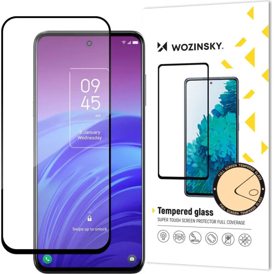 Wozinsky super tough Full Glue Full Glue Full Screen Tempered Glass with Case Friendly TCL 20L Black Frame