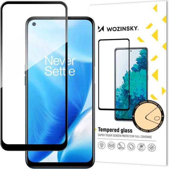 Wozinsky Super Tough Full Glue Tempered Glass Full Screen With Frame Case Friendly OnePlus Nord N200 5G Black - (Wozinsky Tempered glass Full Glue ONEPLUS NORD 200 Black)