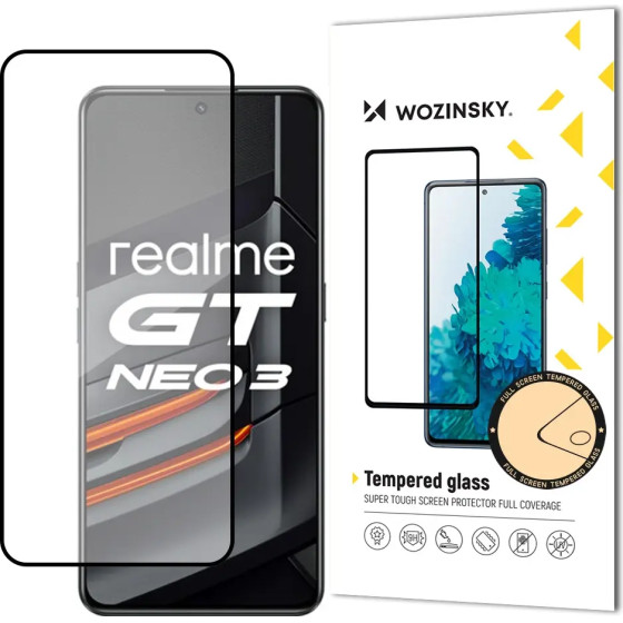 Wozinsky Super Tough Full Glue Tempered Glass Full Screen With Frame Case Friendly Realme GT Neo 3 Black
