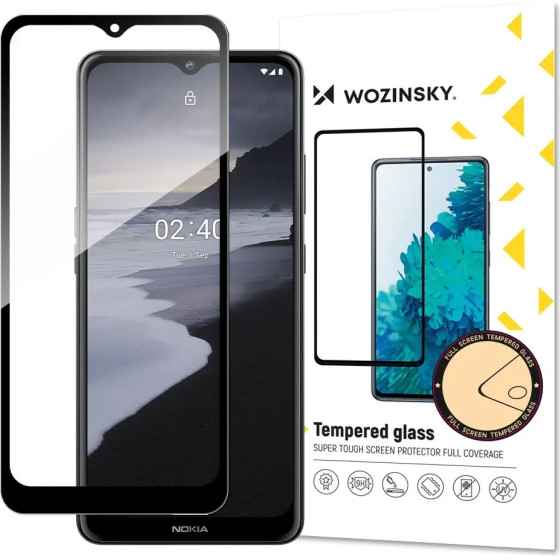 Wozinsky Tempered Glass Full Glue Super Tough Screen Protector Full Coveraged with Frame Case Friendly for Nokia 2.4 black - (Wozinsky Tempered glass Full Glue Nokia 2.4 black)