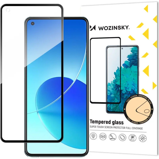 Wozinsky Tempered Glass Full Glue Super Tough Screen Protector Full Coveraged with Frame Case Friendly for Oppo Reno6 4G black - (Wozinsky Tempered glass Full Glue OPPO Reno 6 4G Black)