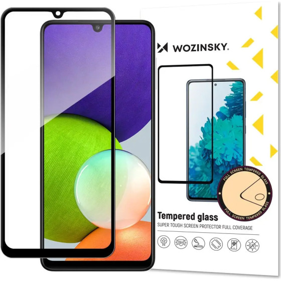 Wozinsky Tempered Glass Full Glue Super Tough Screen Protector Full Coveraged with Frame Case Friendly for Samsung Galaxy A22 4G black - (Wozinsky Tempered glass Full Glue Samsung A22 4G black)