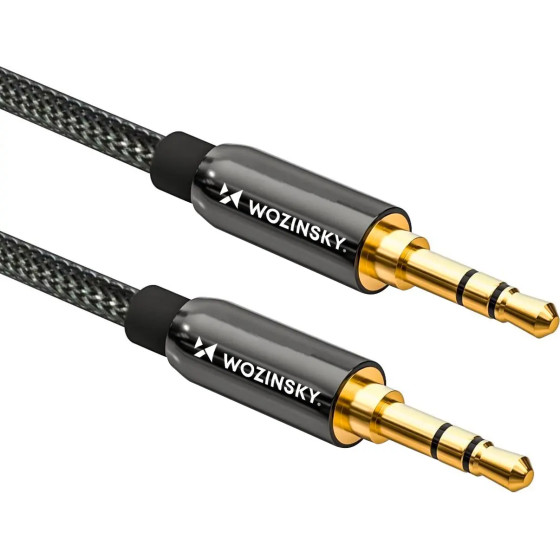 Wozinsky universal mini jack cable 2x AUX cable 2 m black - (WACMJB-2M)