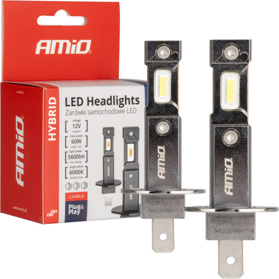 AMiO ������ Led H1 12V 60W 6.000K 5.600lm +400% CAN-Bus Hybrid Series - 2 ���. - (04112)