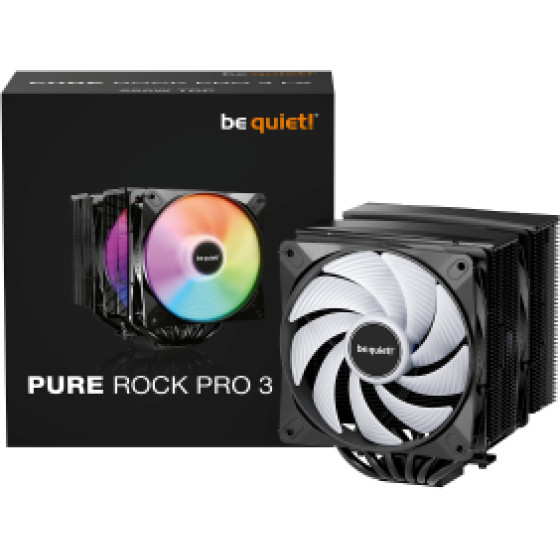 Bequiet Cpu Air Cooler Pure Rock Pro 3 Lx Black 250W TDP, Intel Socket Lga 1851/1700/1200/1150/1151/1155, Amd AM4/AM5, Dual 120MM Pwm Argb FAN, 3YW. - (BK043)
