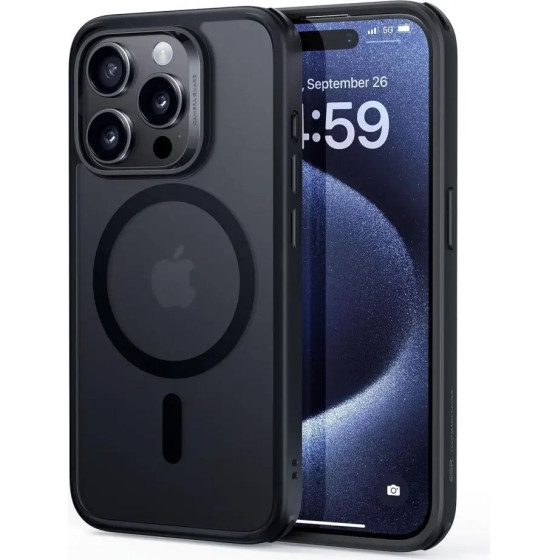 ESR Classic Hybrid Halolock Case with MagSafe for iPhone 15 Pro - Clear Black - (23491-0)