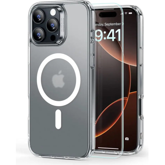 ESR Classic Hybrid Halolock MagSafe Case + Tempered Glass for iPhone 16 Pro Max - Semi-Transparent - (25546-0)