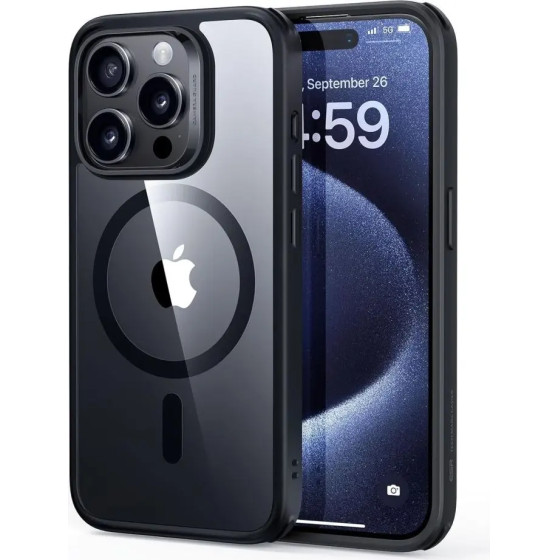 ESR Classic Hybrid Halolock MagSafe Case for iPhone 15 Pro Max - Clear Black - (23493-0)
