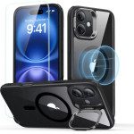 ESR Classic Hybrid Kickstand Halolock MagSafe Case Set + Tempered Glass for iPhone 16 - Black - (25548-0)