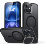 ESR Classic Hybrid Kickstand Halolock MagSafe Case Set + Tempered Glass for iPhone 16 - Black - (25549-0)