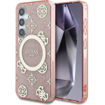 Guess 4G Background Gold Electroplated Peony Pattern MagSafe case for Samsung Galaxy S25 pink - (GUE004336-0)